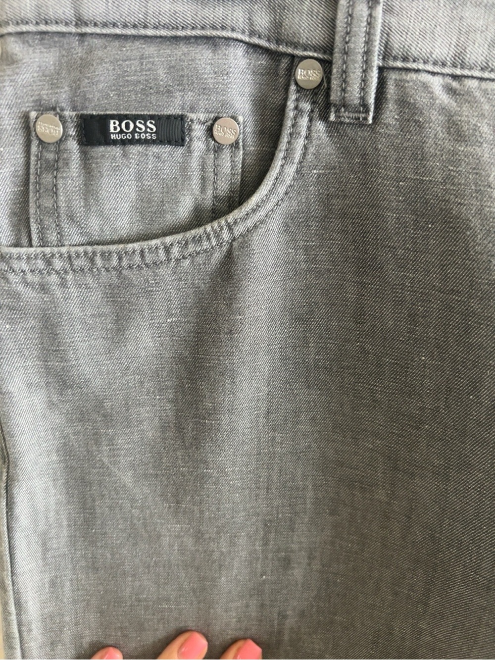 Boss Hugo Boss Alabama Gray Linen Cotton Jeans Pants Men’s W34 L32 View 6